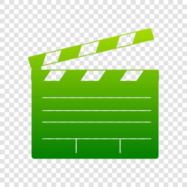 Film bel soğukluğu kurulu sinema iz yok. Vektör. Saydam arka plan üzerinde yeşil degrade simgesi.