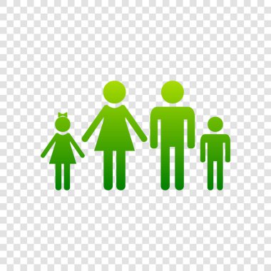 Aile işareti illüstrasyon. Vektör. Saydam arka plan üzerinde yeşil degrade simgesi.