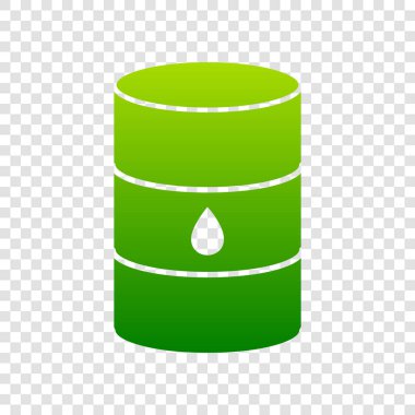 Petrol varil işaret. Vektör. Saydam arka plan üzerinde yeşil degrade simgesi.