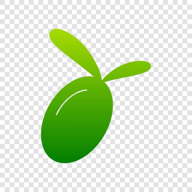 Zeytin işareti illüstrasyon. Vektör. Saydam arka plan üzerinde yeşil degrade simgesi.