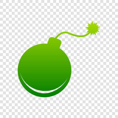 Bomba işareti illüstrasyon. Vektör. Saydam arka plan üzerinde yeşil degrade simgesi.