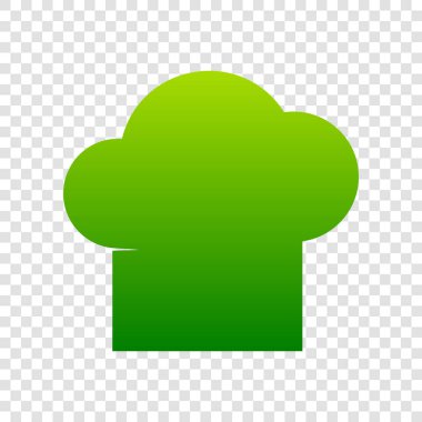 Şef kap işareti. Vektör. Saydam arka plan üzerinde yeşil degrade simgesi.