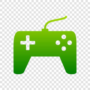 Oyun çubuğu basit kayıt. Vektör. Saydam arka plan üzerinde yeşil degrade simgesi.