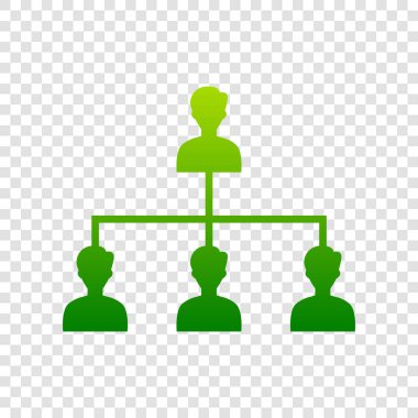 Sosyal medya pazarlama işareti. Vektör. Saydam arka plan üzerinde yeşil degrade simgesi.