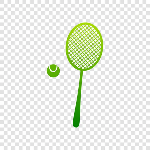 Panneau de raquette de tennis. Vecteur. Icône de dégradé vert sur fond transparent . — Image vectorielle