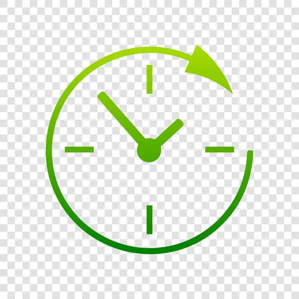 Service och support för kunder dygnet runt och 24 timmar. Vektor. Gröna gradient ikonen på transparent bakgrund. — Stock vektor