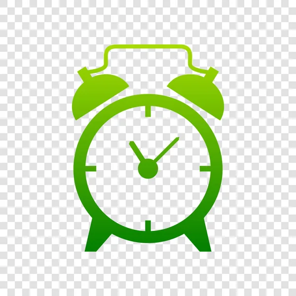 Señal de despertador. Vector. Icono de gradiente verde sobre fondo transparente . — Vector de stock