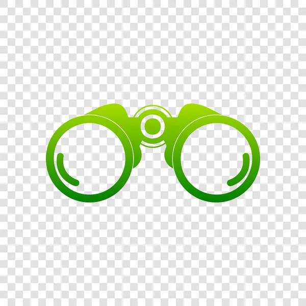 Ilustración de signos binoculares. Vector. Icono de gradiente verde sobre fondo transparente . — Archivo Imágenes Vectoriales