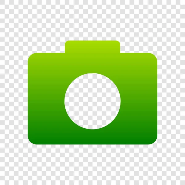 Digitalkameraschild. Vektor. grünes Farbverlauf-Symbol auf transparentem Hintergrund. — Stockvektor