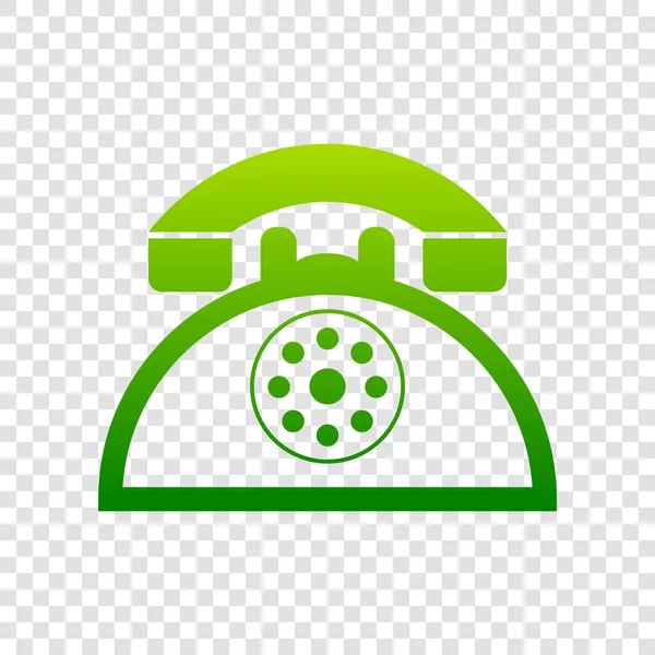 レトロな電話の標識です。ベクトル。透明な背景に緑色のグラデーションのアイコン. — ストックベクタ
