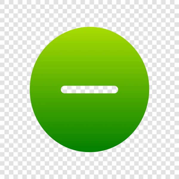 Negative Symbolillustration. Minuszeichen. Vektor. grünes Farbverlauf-Symbol auf transparentem Hintergrund. — Stockvektor