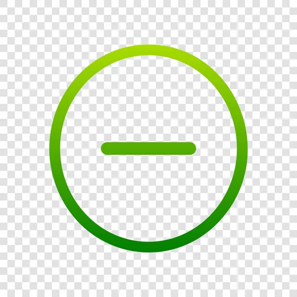Negative Symbolillustration. Minuszeichen. Vektor. grünes Farbverlauf-Symbol auf transparentem Hintergrund. — Stockvektor