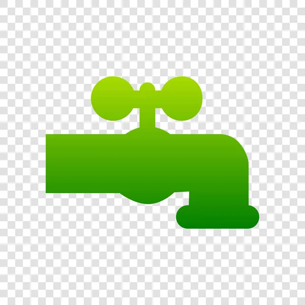Illustration de signe de robinet d'eau. Vecteur. Icône de dégradé vert sur fond transparent . — Image vectorielle