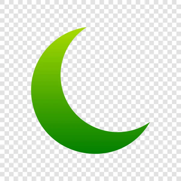 Moon sign illustration. Vector. Green gradient icon on transparent background. — Stock Vector