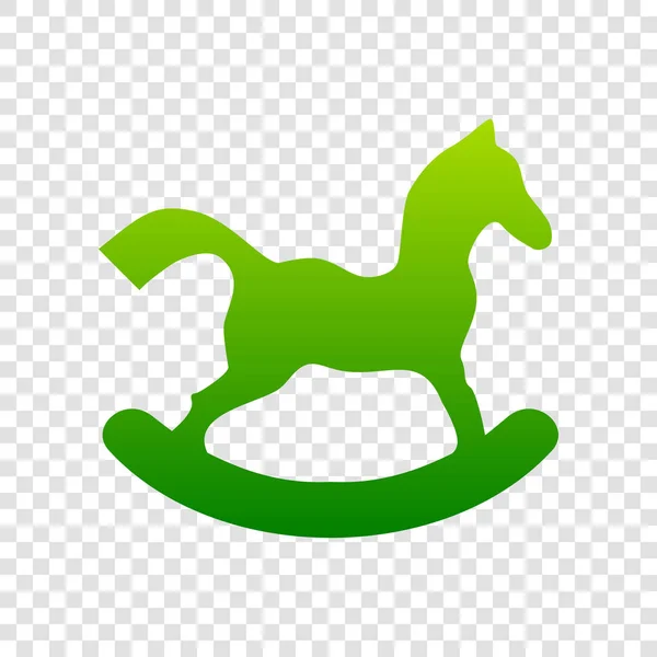 Sinal de brinquedo de cavalo. Vector. Ícone de gradiente verde em fundo transparente . — Vetor de Stock