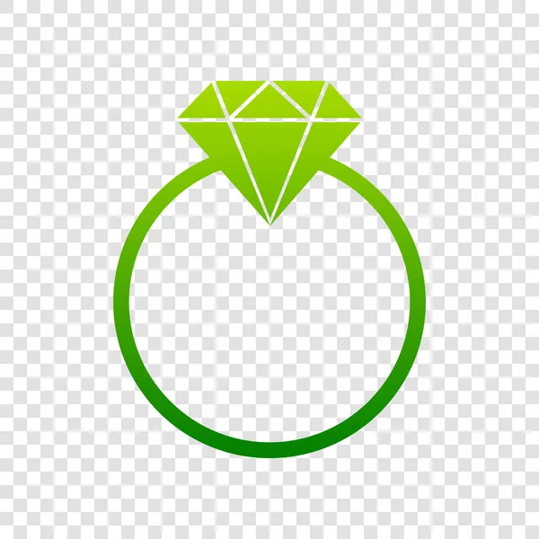 Diamant-Zeichen-Illustration. Vektor. grünes Farbverlauf-Symbol auf transparentem Hintergrund. — Stockvektor