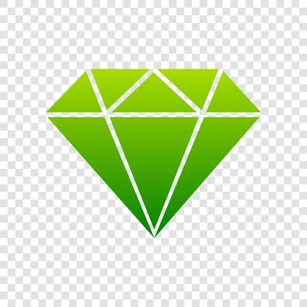 Ilustração do sinal de diamante. Vector. Ícone de gradiente verde em fundo transparente . — Vetor de Stock