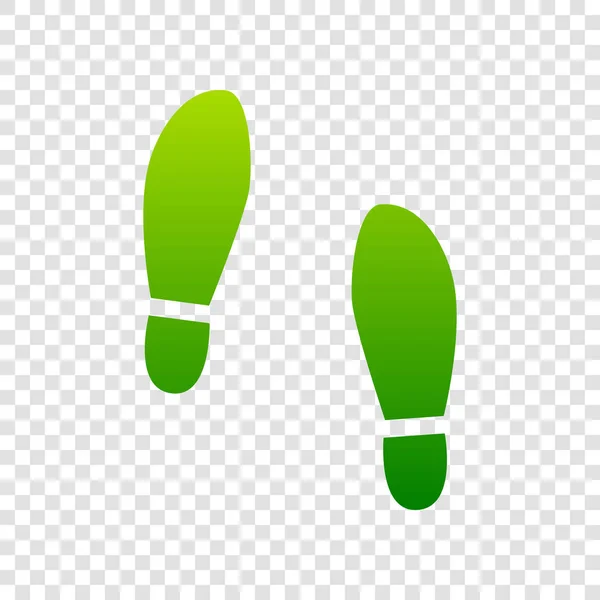 Imprint solas sapatos sinal. Vector. Ícone de gradiente verde em fundo transparente . —  Vetores de Stock