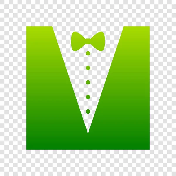 Tuxedo with bow silhouette. Vector. Green gradient icon on transparent background. — Stock Vector