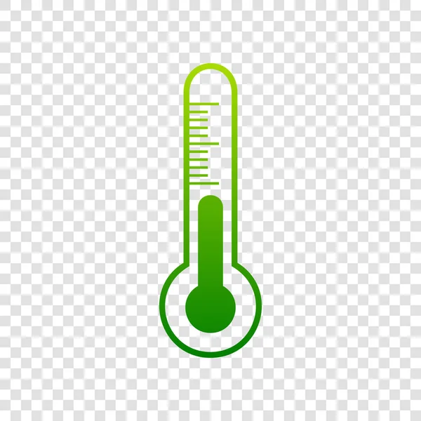 Wetterdiagnose-Technologie Thermometer-Zeichen. Vektor. grünes Farbverlauf-Symbol auf transparentem Hintergrund. — Stockvektor