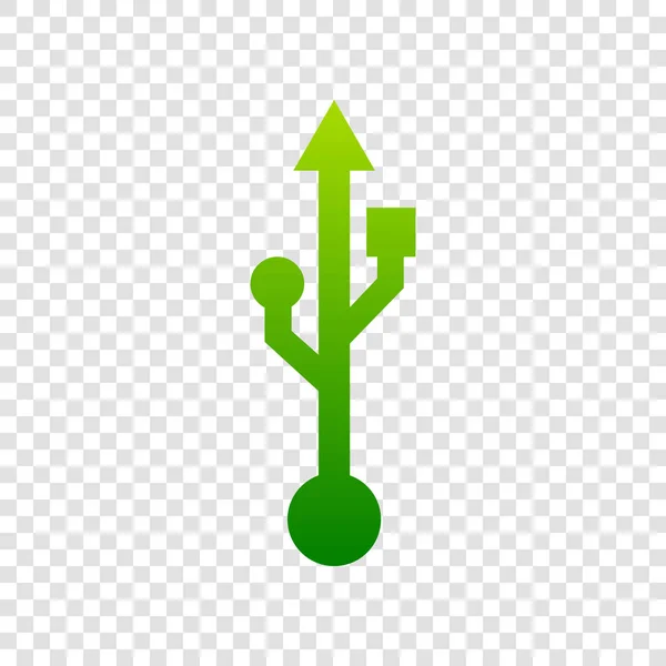 USB jel illusztráció. Vektor. Átlátszó háttér színátmenet zöld ikonra. — Stock Vector