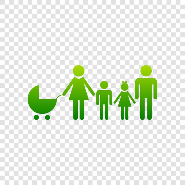 Οικογένεια σημάδι εικονογράφηση. Διάνυσμα. Πράσινο εικονίδιο ντεγκραντέ σε διαφανές φόντο. — Διανυσματικό Αρχείο