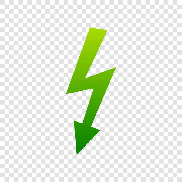 Hoogspanning gevaar teken. Vector. Groen verlopende pictogram op transparante achtergrond. — Stockvector