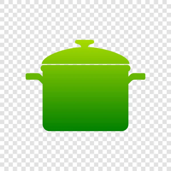 Pişirme Pan işareti. Vektör. Saydam arka plan üzerinde yeşil degrade simgesi. — Stok Vektör