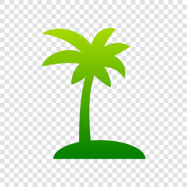 Coconut palm tree σημάδι. Διάνυσμα. Πράσινο εικονίδιο ντεγκραντέ σε διαφανές φόντο. — Διανυσματικό Αρχείο