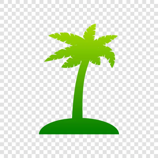 Cocos palm tree teken. Vector. Groen verlopende pictogram op transparante achtergrond. — Stockvector