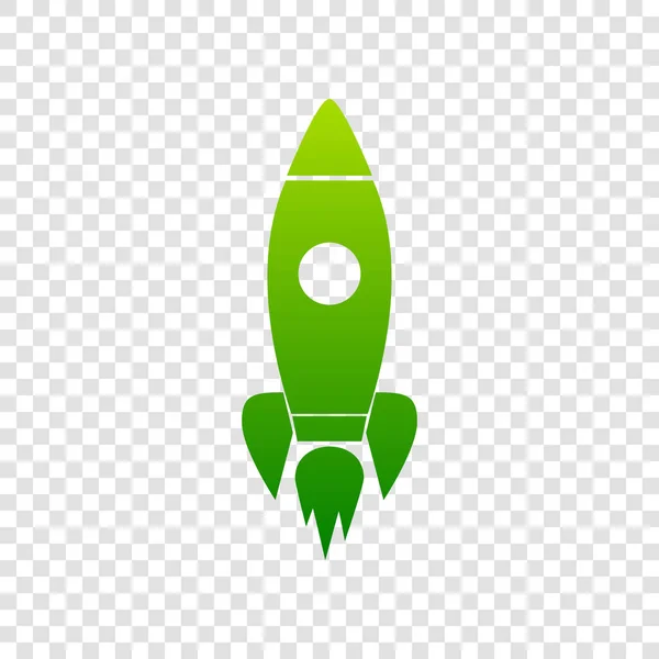 Rocket sign illustration. Vector. Green gradient icon on transparent background. — Stock Vector
