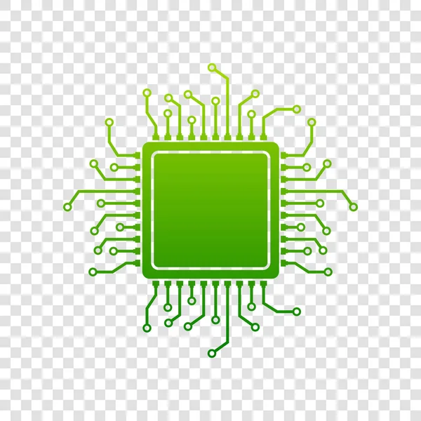 Ilustración del microprocesador de CPU. Vector. Icono de gradiente verde sobre fondo transparente . — Archivo Imágenes Vectoriales