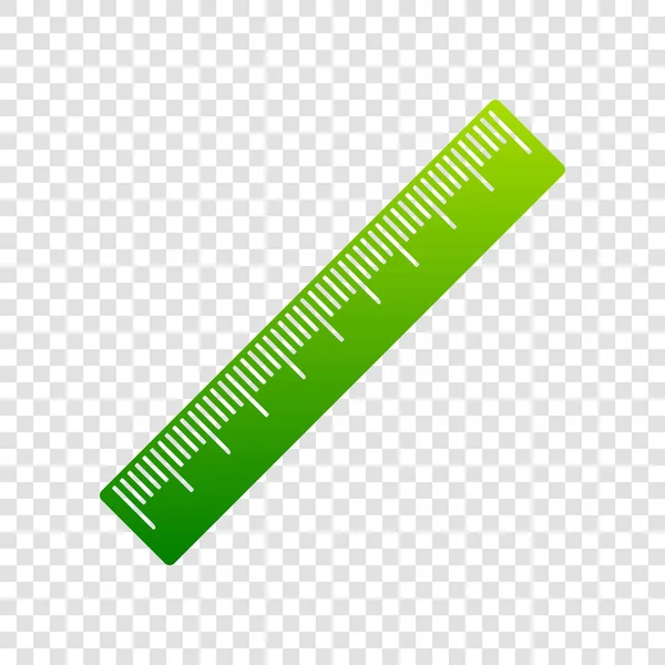 Centimeter linjal tecken. Vektor. Gröna gradient ikonen på transparent bakgrund. — Stock vektor