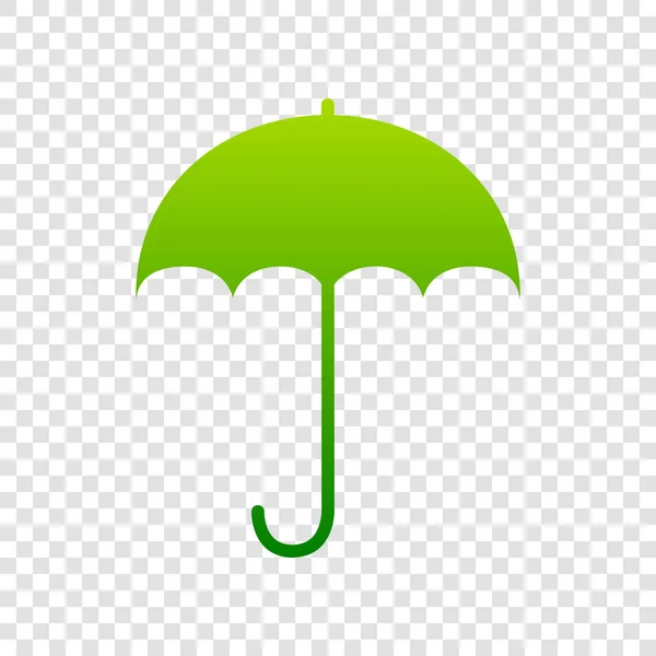 Umbrella sign icon. Rain protection symbol. Flat design style. Vector. Green gradient icon on transparent background. — Stock Vector