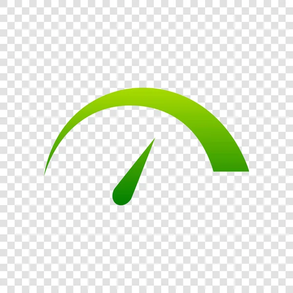 Иллюстрация знака спидометра. Вектор. Значок зеленого градиента на прозрачном фоне . — стоковый вектор