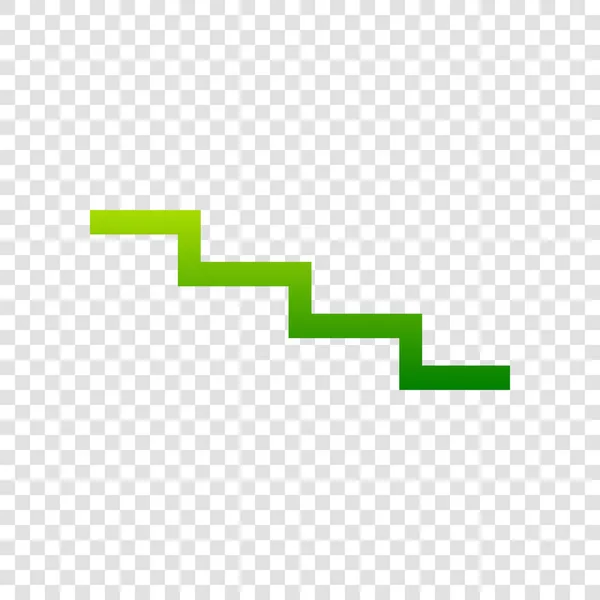 Stair down sign. Vector. Green gradient icon on transparent background. — Stock Vector