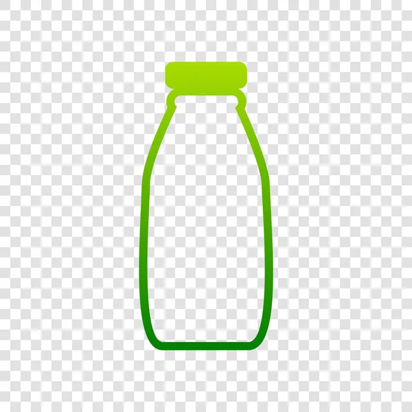 Melk fles teken. Vector. Groen verlopende pictogram op transparante achtergrond. — Stockvector