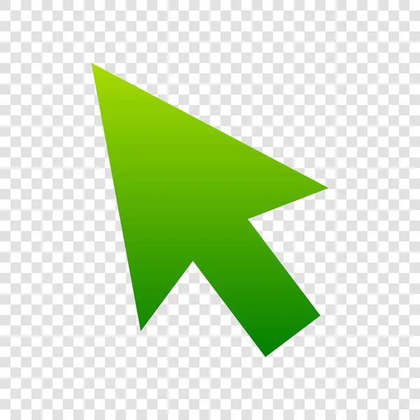 Arrow sign illustration. Vector. Green gradient icon on transparent background. — Stock Vector