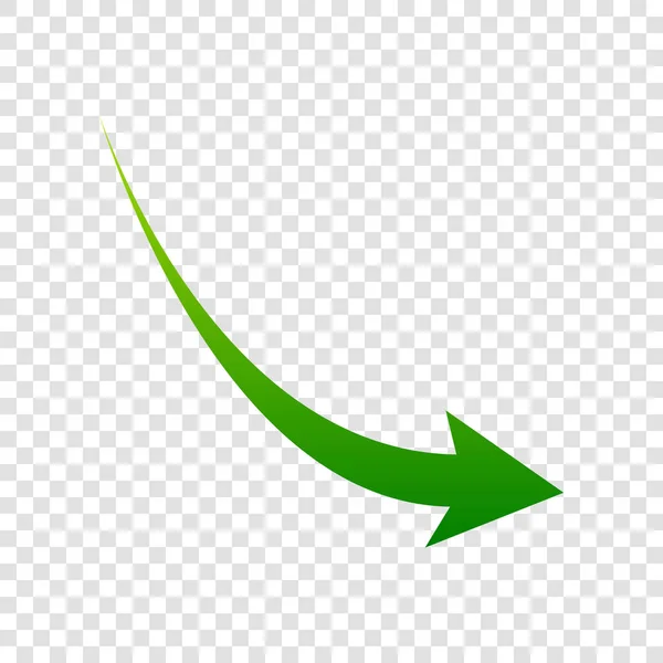 Señal de flecha declinante. Vector. Icono de gradiente verde sobre fondo transparente . — Vector de stock