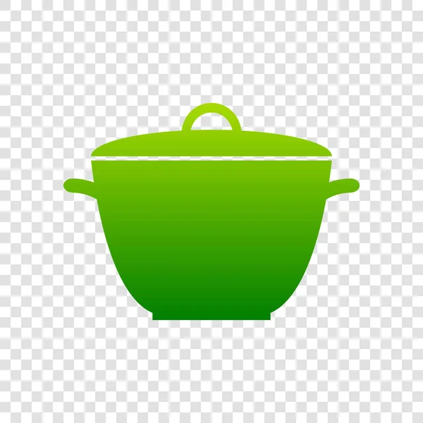 Casserole signe simple. Vecteur. Icône de dégradé vert sur fond transparent . — Image vectorielle