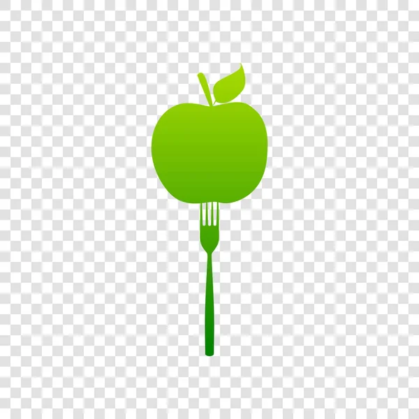Ilustración de signo de comida vegetariana. Vector. Icono de gradiente verde sobre fondo transparente . — Vector de stock