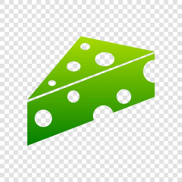 Assinatura do queijo Maasdam. Vector. Ícone de gradiente verde em fundo transparente . — Vetor de Stock