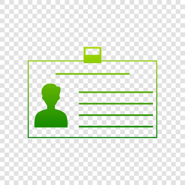 Identification card sign. Vector. Green gradient icon on transparent background. — Stock Vector