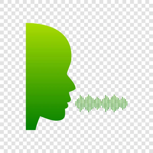 Des gens qui parlent ou chantent. Vecteur. Icône de dégradé vert sur fond transparent . — Image vectorielle
