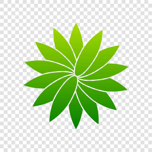 Bloem teken. Vector. Groen verlopende pictogram op transparante achtergrond. — Stockvector