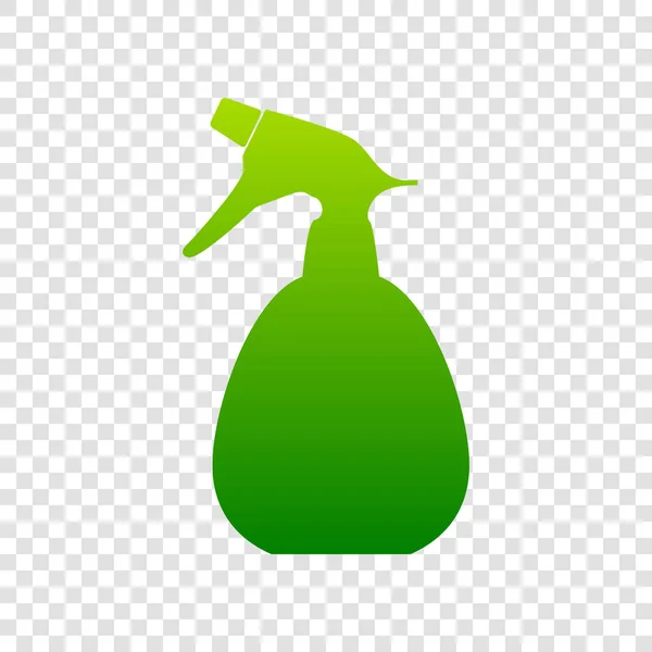 Bouteille de pulvérisation pour signe de nettoyage. Vecteur. Icône de dégradé vert sur fond transparent . — Image vectorielle