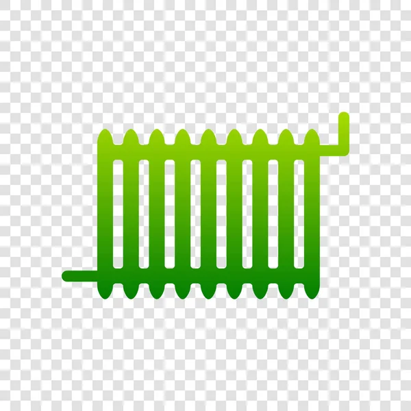 Radiator teken. Vector. Groen verlopende pictogram op transparante achtergrond. — Stockvector
