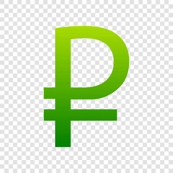 Signo de rublo. Vector. Icono de gradiente verde sobre fondo transparente . — Vector de stock