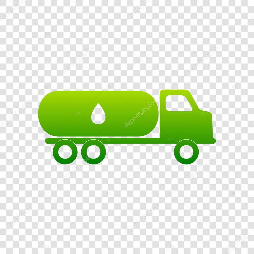 Car transports Oil sign. Vector. Green gradient icon on transparent background.