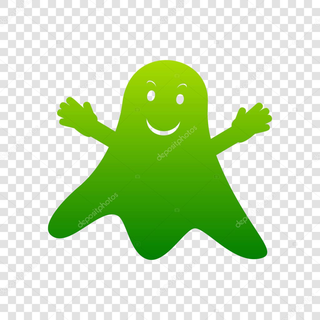 Ghost isolated sign. Vector. Green gradient icon on transparent background.
